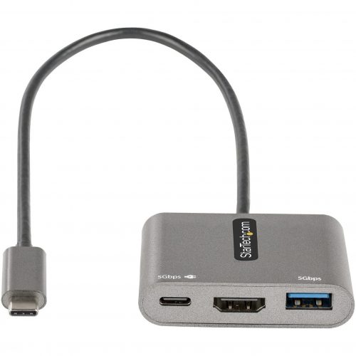 Startech .com USB C Multiport Adapter, USB-C to HDMI 4K, 100W PD Pass-Through, USB 3.0 Hub 5Gbps (1xC/1xA), USB-C Mini Dock/Travel DockUSB… CDP2HDUACP2