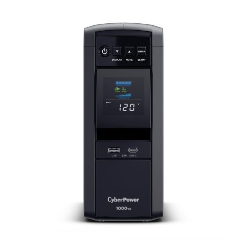 Cyber Power CP1000PFCLCD PFC Sinewave UPS Systems1000VA/600W, 120 VAC, NEMA 5-15P, Mini-Tower, Sine Wave, 10 Outlets, LCD, Panel&reg… CP1000PFCLCD