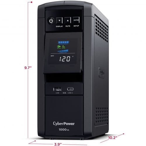 Cyber Power CP1000PFCLCD PFC Sinewave UPS Systems1000VA/600W, 120 VAC, NEMA 5-15P, Mini-Tower, Sine Wave, 10 Outlets, LCD, Panel&reg… CP1000PFCLCD