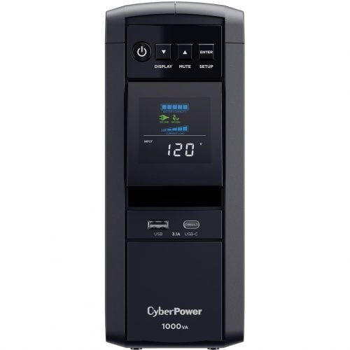 Cyber Power CP1000PFCLCD PFC Sinewave UPS Systems1000VA/600W, 120 VAC, NEMA 5-15P, Mini-Tower, Sine Wave, 10 Outlets, LCD, Panel&reg… CP1000PFCLCD