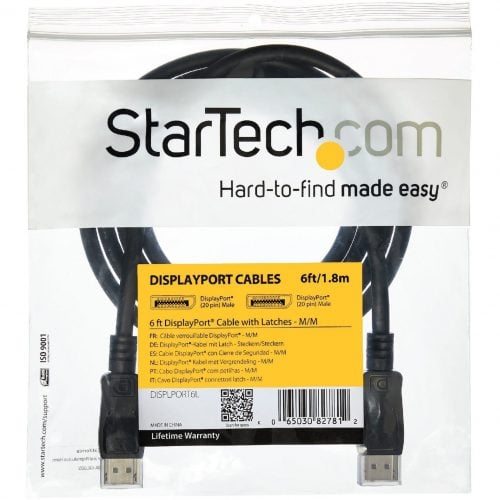 Startech .com 20 ft DisplayPort Cable with LatchesM/M20ft/6m DisplayPort to DisplayPort cable; 2K (2560x1440p 30Hz)/10.8 Gbps bandwidt… DISPLPORT20L