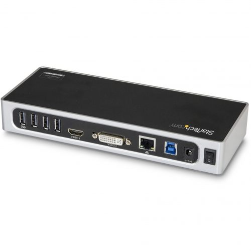Startech Star Tech.com USB 3.0 Docking StationDual Monitor Laptop Dock with HDMI & DVI/VGA6x USB Type-A Hub, GbEUniversal Windows & MacDual m… DK30ADD