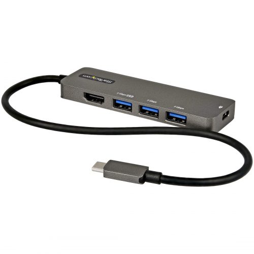 Startech .com USB C Multiport Adapter, USB-C to HDMI 4K 60Hz (HDR10), 100W PD Pass-Through, 4xUSB 3.0, USB Type-C Mini Dock, 12″ Long Cable -… DKT30CHPD3