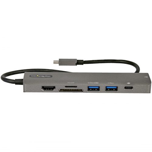 Startech .com USB C Multiport Adapter, USB-C to 4K 60Hz HDMI 2.0, 100W PD Pass-through, SD, USB, GbE, USB Type-C Mini Dock, 12″ Long Cable 1… DKT30CHSDPD1