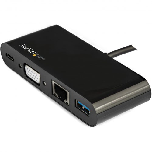 Startech .com USB C Multiport AdapterMini USB-C Dock w/ VGA Video60W Power Delivery PassthroughUSB Type-A 5GbpsGigabit Ethernet -… DKT30CVAGPD