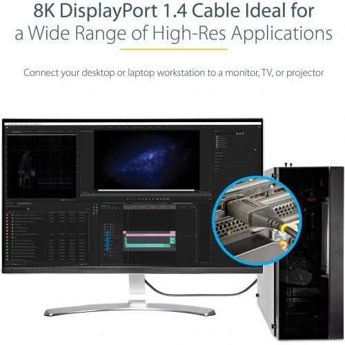 Startech .com 10ft (3m) VESA Certified DisplayPort 1.4 Cable, 8K 60Hz HDR10, UHD 4K 120Hz Video, DP to DP Monitor Cord, DP 1.4 Cable, M/M9.8… DP14VMM3M
