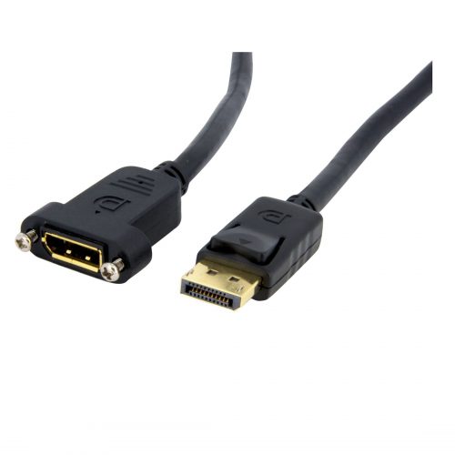 Startech .com 3ft (1m) Panel Mount DisplayPort Cable, 4K x 2K Video, DisplayPort 1.2 Extension Cable Male to Female, DP Extender Cord3ft Pane… DPPNLFM3