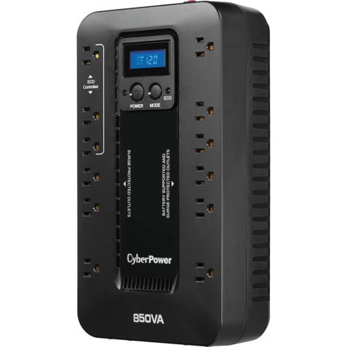 Cyber Power EC850LCD Ecologic UPS Systems850VA/510W, 120 VAC, NEMA 5-15P, Compact, 12 Outlets, LCD, Panel® Personal, $100000 CEG, … EC850LCD