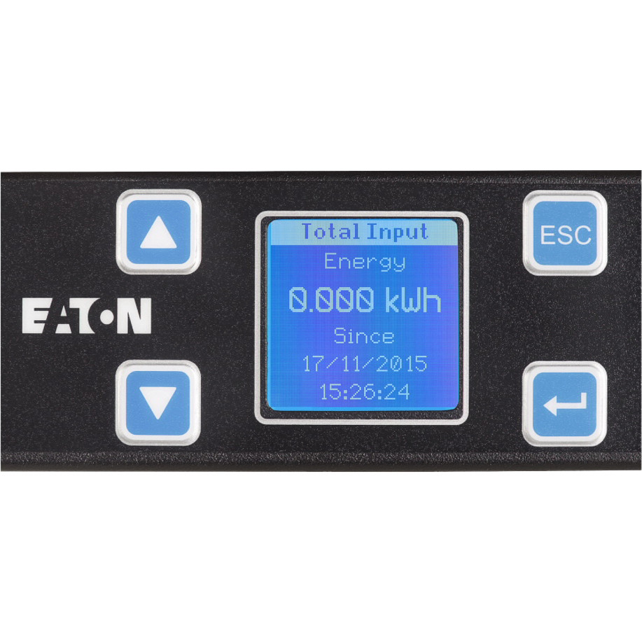 Eaton Metered Input rack PDU, 1U, 5-15P input, 1.44 kW max, 120V, 12A, 10 ft cord, Single-phase, Outlets: (12) 5-15RNEMA 5-15P12 x NEMA… EMIT00-10
