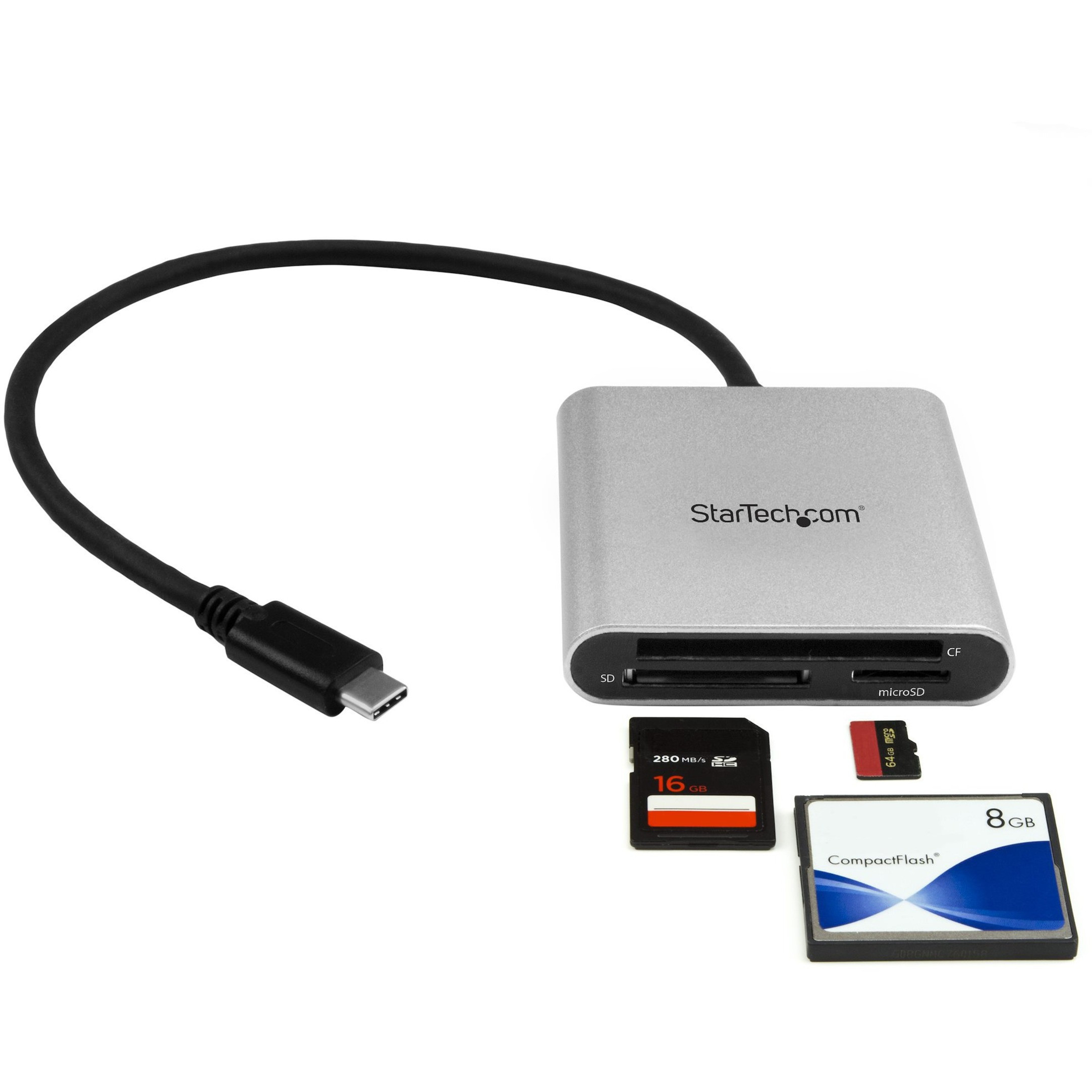 Startech Star Tech.com USB 3.0 Flash Memory Multi-Card Reader / Writer with USB-CSD microSD and CompactFlash Card Reader w/ Integrated USB-C Cable FCREADU3C Corporate Armor