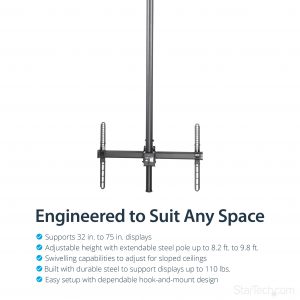 Startech .com Ceiling TV Mount8.2' to 9.8' Long Pole32 to 75