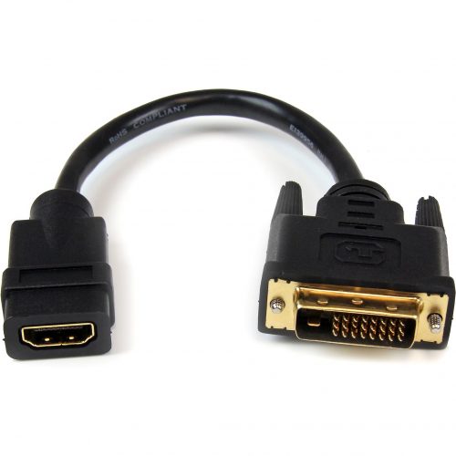 Startech .com 8in HDMI® to DVI-D Video Cable AdapterHDMI Female to DVI MaleConnect a DVI-D device to an HDMI-enabled device using a… HDDVIFM8IN