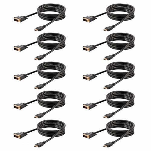 Startech .com 6ft (1.8m) HDMI to DVI Cable, DVI-D to HDMI Display Cable (1920x1200p), 10 Pack, Black, HDMI to DVI-D Adapter Cord M/M1.8… HDMIDVIMM610PK