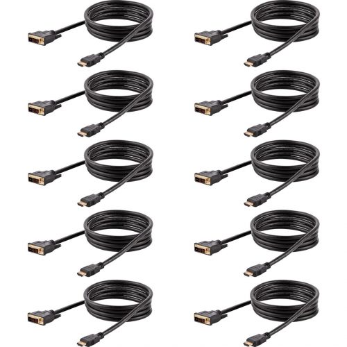 Startech .com 6ft (1.8m) HDMI to DVI Cable, DVI-D to HDMI Display Cable (1920x1200p), 10 Pack, Black, HDMI to DVI-D Adapter Cord M/M1.8… HDMIDVIMM610PK