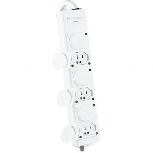 Cyber Power MPV615S Professional 6Outlet Surge with 1560 JClamping Voltage 600V, 15 ft, NEMA 5-15P-HG, EMI/RFI Filtration, White, Lifetime… MPV615S