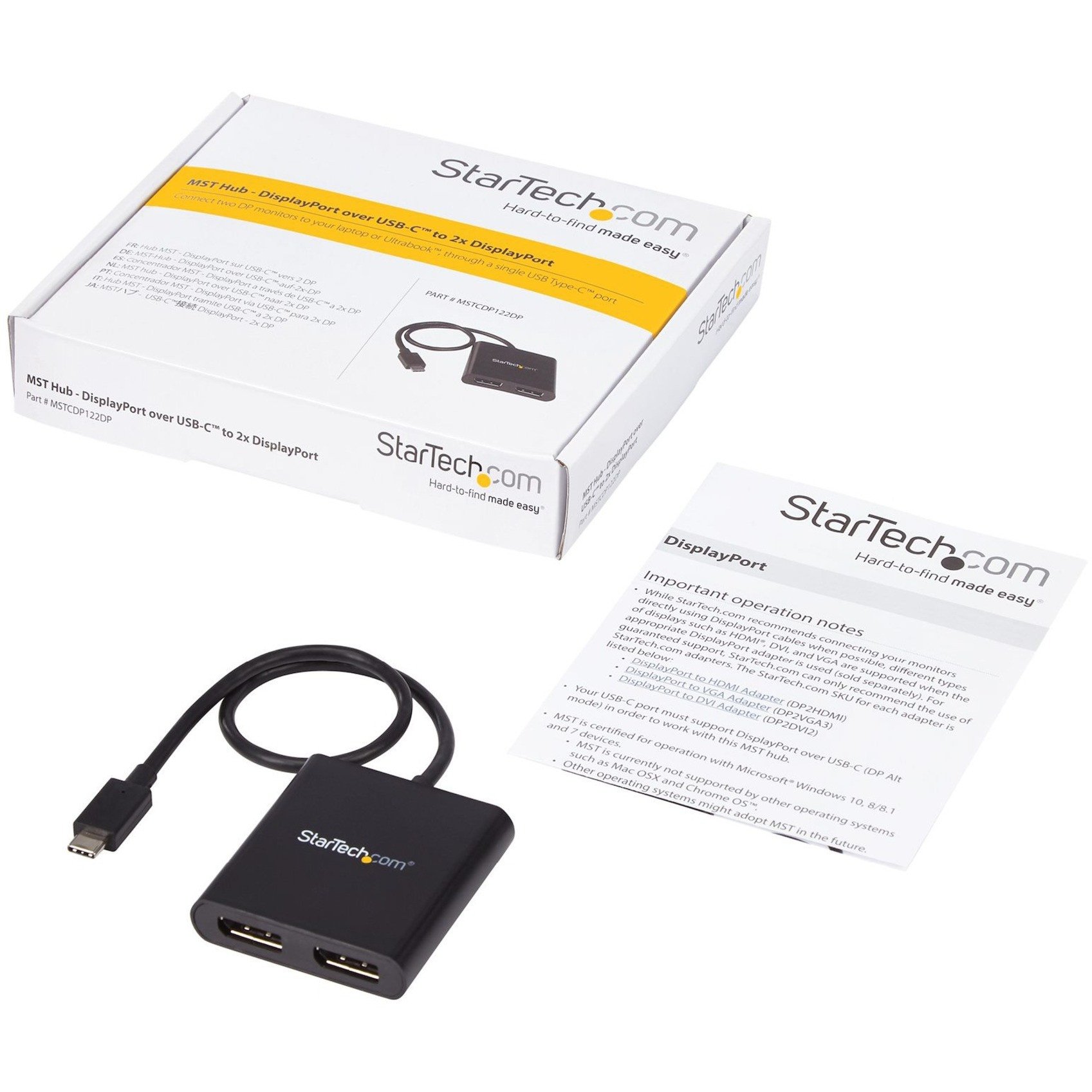 StarTech.com Hub USB-C MST à 3 Ports - Adaptateur Multi-Écrans USB