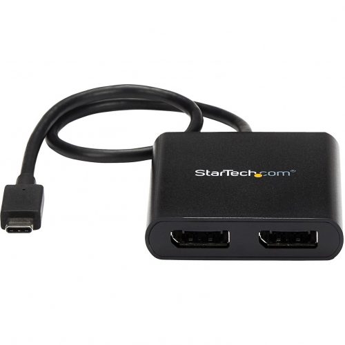 Startech .com 2-Port Multi Monitor AdapterUSB-C to DisplayPort 1.2 Video SplitterUSB-C to Dual DP MST HubTB3 CompatibleWindows -… MSTCDP122DP