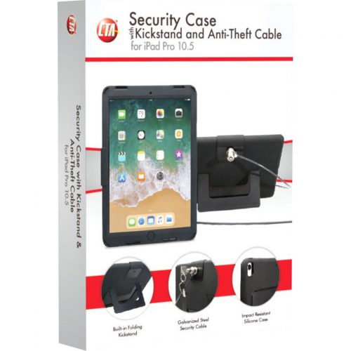 Cta Digital Accessories Security Case W/ Kickstand And Anti-Theft Cable F/ Ipad Pro 10.5InBlack PAD-SCKT