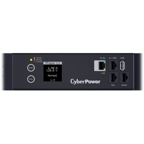 Cyber Power PDU33103 3 Phase 120208 VAC 20A Monitored PDU44 Outlets, 10 ft, NEMA L21-20P, Vertical, 0U, LCD,  Warranty PDU33103