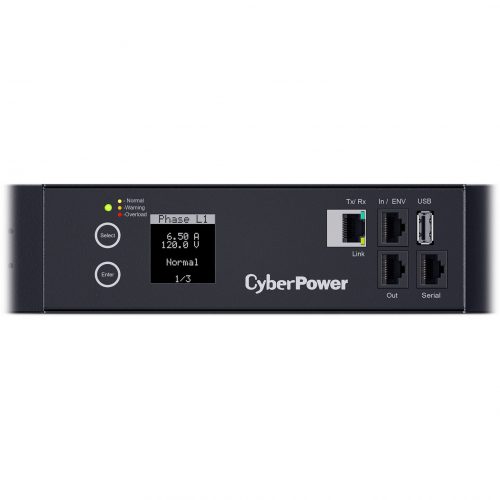 Cyber Power PDU33105 3 Phase 120208 VAC 30A Monitored PDU44 Outlets, 10 ft, NEMA L21-30P, Vertical, 0U, LCD,  Warranty PDU33105