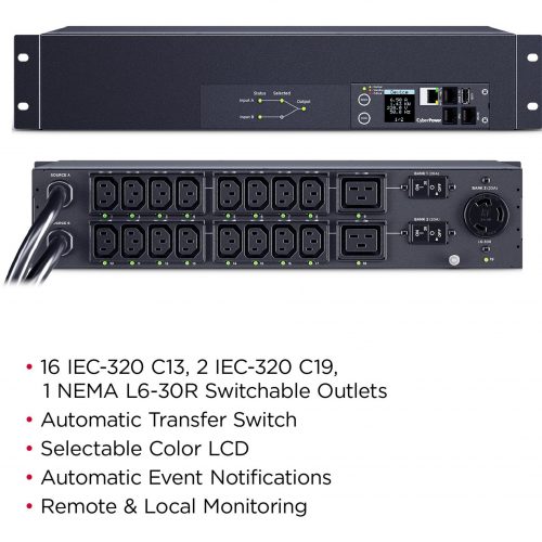 CyberPower PDU44007 Switched ATS PDU – 19-Outlets
