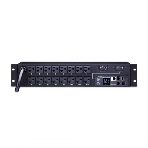 Cyber Power PDU81003 100120 VAC 30A Switched Metered-by-Outlet PDU16 Outlets, 12 ft, NEMA L5-30P, Horizontal, 2U, LCD,  Warranty PDU81003