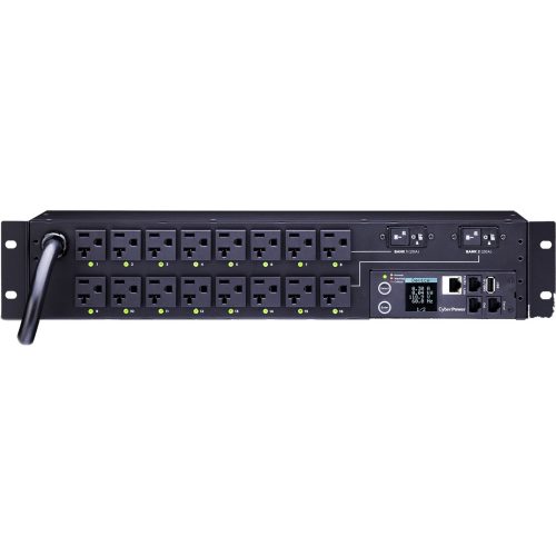 Cyber Power PDU81003 100120 VAC 30A Switched Metered-by-Outlet PDU16 Outlets, 12 ft, NEMA L5-30P, Horizontal, 2U, LCD,  Warranty PDU81003