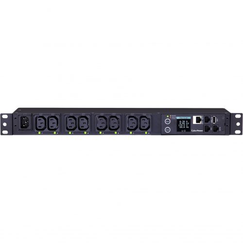 Cyber Power PDU81004 100120 VAC 15A Switched Metered-by-Outlet PDU8 Outlets, 10 ft, IEC-320 C14, Horizontal, 1U, LCD,  Warranty PDU81004
