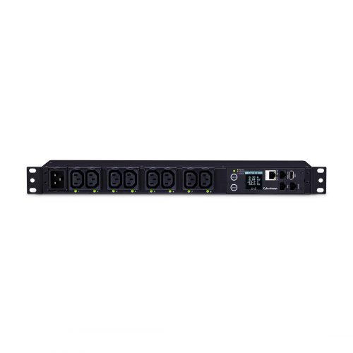 Cyber Power PDU81006 100120 VAC 20A Switched Metered-by-Outlet PDU8 Outlets, 10 ft, NEMA L6-20P, Horizontal, 1U, LCD,  Warranty PDU81006