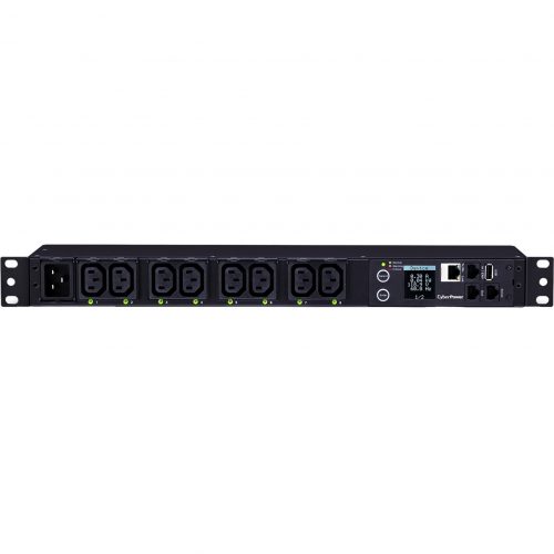 Cyber Power PDU81006 100120 VAC 20A Switched Metered-by-Outlet PDU8 Outlets, 10 ft, NEMA L6-20P, Horizontal, 1U, LCD,  Warranty PDU81006