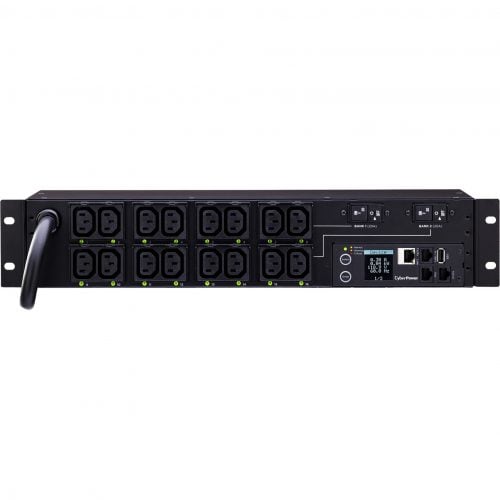 Cyber Power PDU81007 200240 VAC 30A Switched Metered-by-Outlet PDU16 Outlets, 12 ft, NEMA L6-30P, Horizontal, 2U, LCD,  Warranty PDU81007
