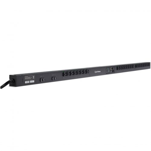 Cyber Power PDU81102 100120 VAC 30A Switched Metered-by-Outlet PDU24 Outlets, 24 ft, NEMA L5-30P, Vertical, 0U, LCD,  Warranty PDU81102