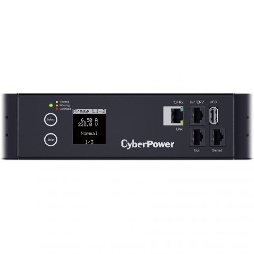 Cyber Power PDU83107 3 Phase 200240 VAC 50A Switched Metered-by-Outlet PDU30 Outlets, 10 ft, Hubbell CS8365C, Vertical, 0U, LCD,  Warra… PDU83107