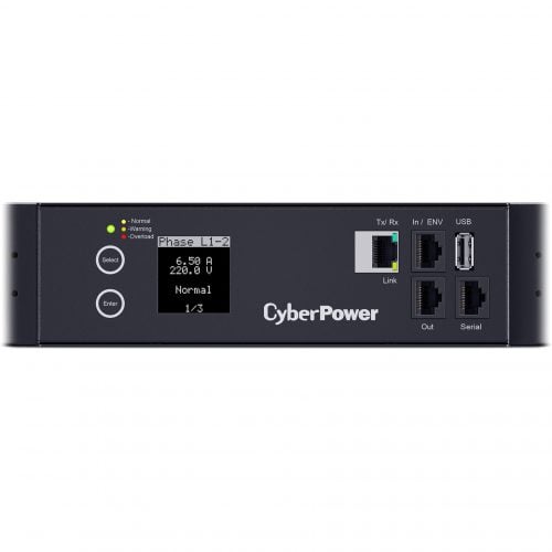 Cyber Power PDU83108 3 Phase 200240 VAC 60A Switched Metered-by-Outlet PDU30 Outlets, 10 ft, IEC-309 60A Blue (3P+E), Vertical, 0U, LCD, 3… PDU83108