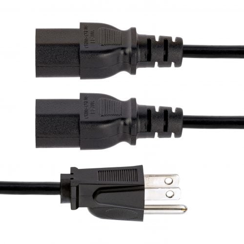 Startech .com 10ft (3m) Computer Power Y Cord, NEMA 5-15P to C13, 10A 125V, 18AWG, Black Replacement PC Power Cord, TV/Monitor Power Cable10… PXT101Y10