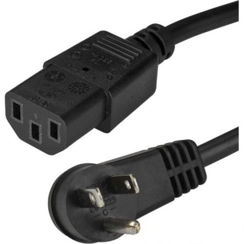 Startech .com 10ft (3m) Computer Power Cord, Right Angle NEMA 5-15P to C13, 10A 125V, 18AWG, Replacement AC Power Cord, Monitor Power Cable1… PXTR10110
