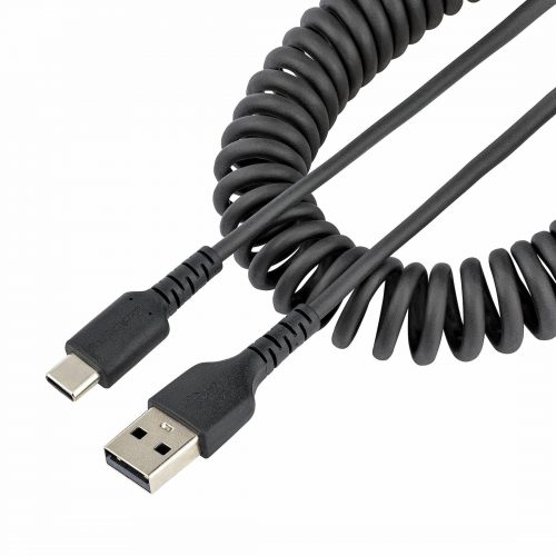 Startech .com 3ft (1m) USB A to C Charging Cable, Coiled Heavy Duty USB 2.0 A to Type-C, Durable Fast Charge & Sync USB-C Cable, Black… R2ACC-1M-USB-CABLE