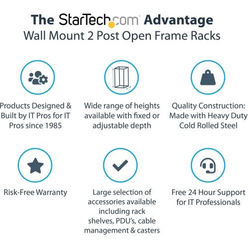 Startech .com 24U 19″ Wall Mount Network RackAdjustable Depth 12-20″ Open Frame for Server Room /AV/Data/Computer Equipment w/Cage… RACK-24U-20-WALL-OA