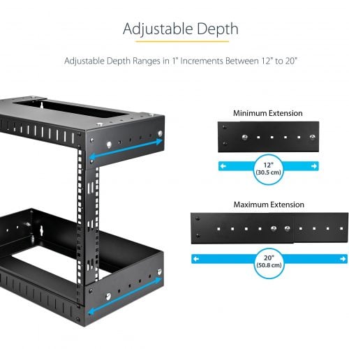 Startech .com 24U 19″ Wall Mount Network RackAdjustable Depth 12-20″ Open Frame for Server Room /AV/Data/Computer Equipment w/Cage… RACK-24U-20-WALL-OA