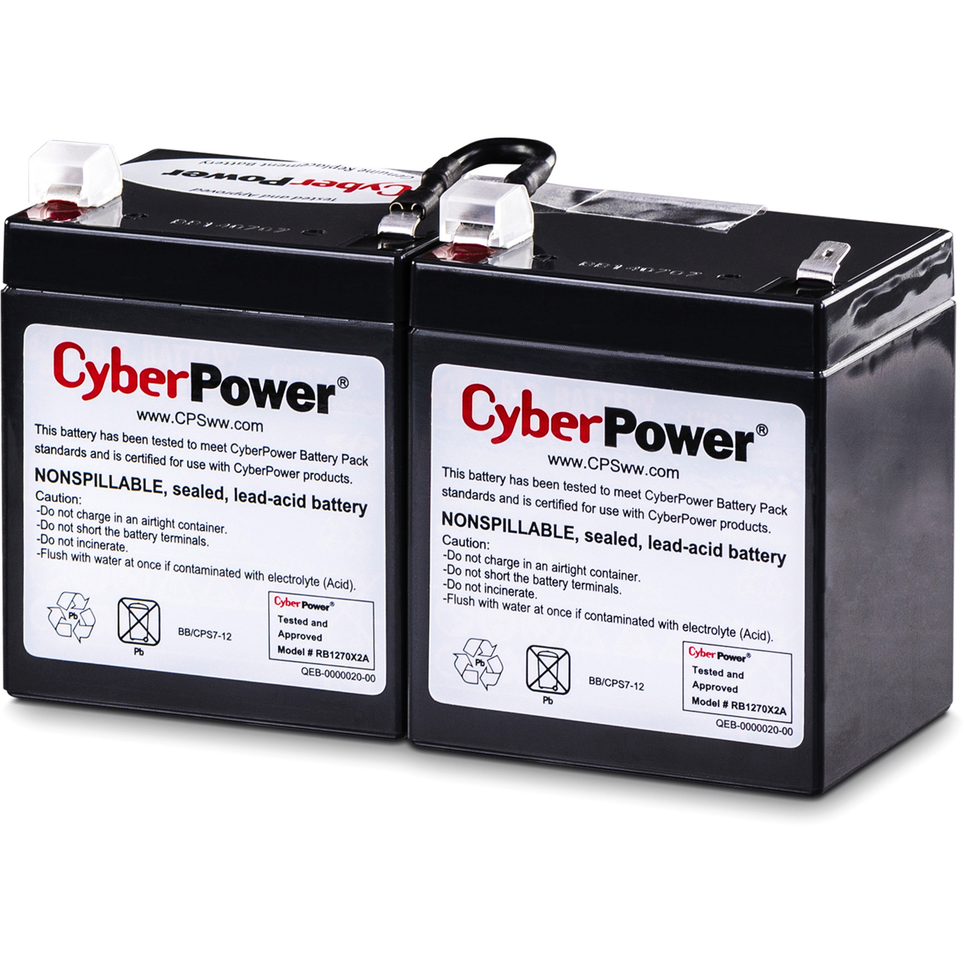 Cyber Power RB1270X2A Replacement Battery Cartridge2 X 12 V / 7 Ah Sealed Lead-Acid Battery, 18MO Warranty RB1270X2A
