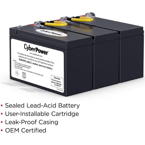 Cyber Power RB1290X3B Replacement Battery Cartridge3 X 12 V / 9 Ah Sealed Lead-Acid Battery, 18MO Warranty RB1290X3B