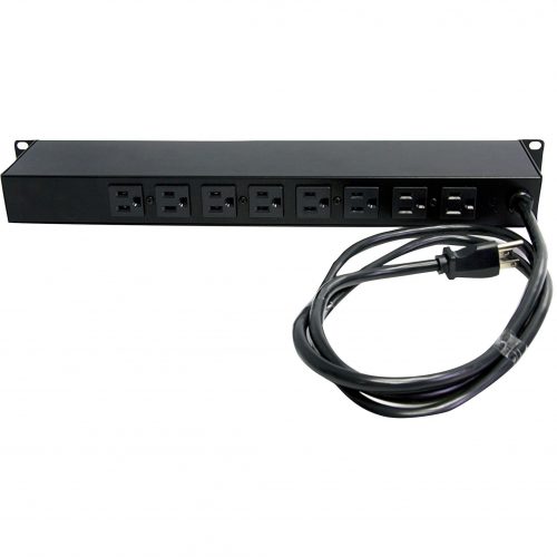 Startech .com Rackmount PDU with 8 Outlets with Surge Protection19in Power Distribution Unit1UNEMA 5-15P8 x NEMA 5-15R120 V AC… RKPW081915