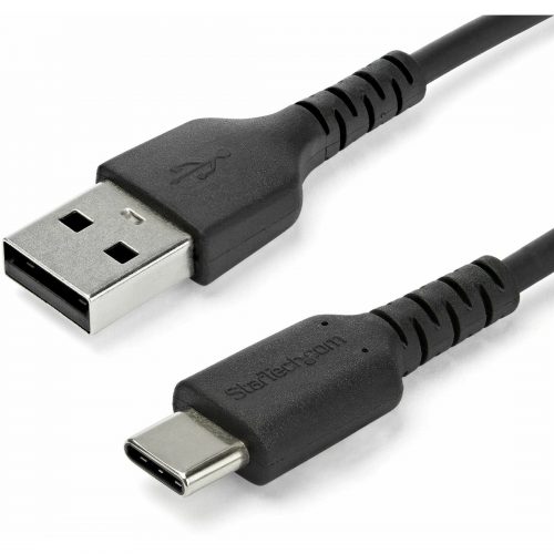 Startech .com 1m USB A to USB C Charging CableDurable Fast Charge & Sync USB 2.0 to USB Type C Data CordAramid Fiber M/M 3A BlackUSB… RUSB2AC1MB