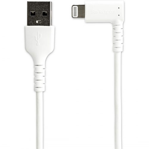 Startech .com 1m USB A to Lightning Cable iPhone iPad Durable Right Angled 90 Degree White Charger Cord w/Aramid Fiber Apple MFI Certified -… RUSBLTMM1MWR