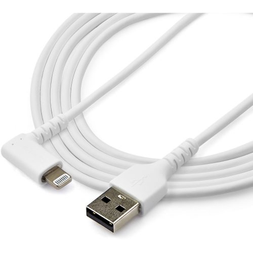 Startech .com 2m USB A to Lightning Cable iPhone iPad Durable Right Angled 90 Degree White Charger Cord w/Aramid Fiber Apple MFI Certified -… RUSBLTMM2MWR