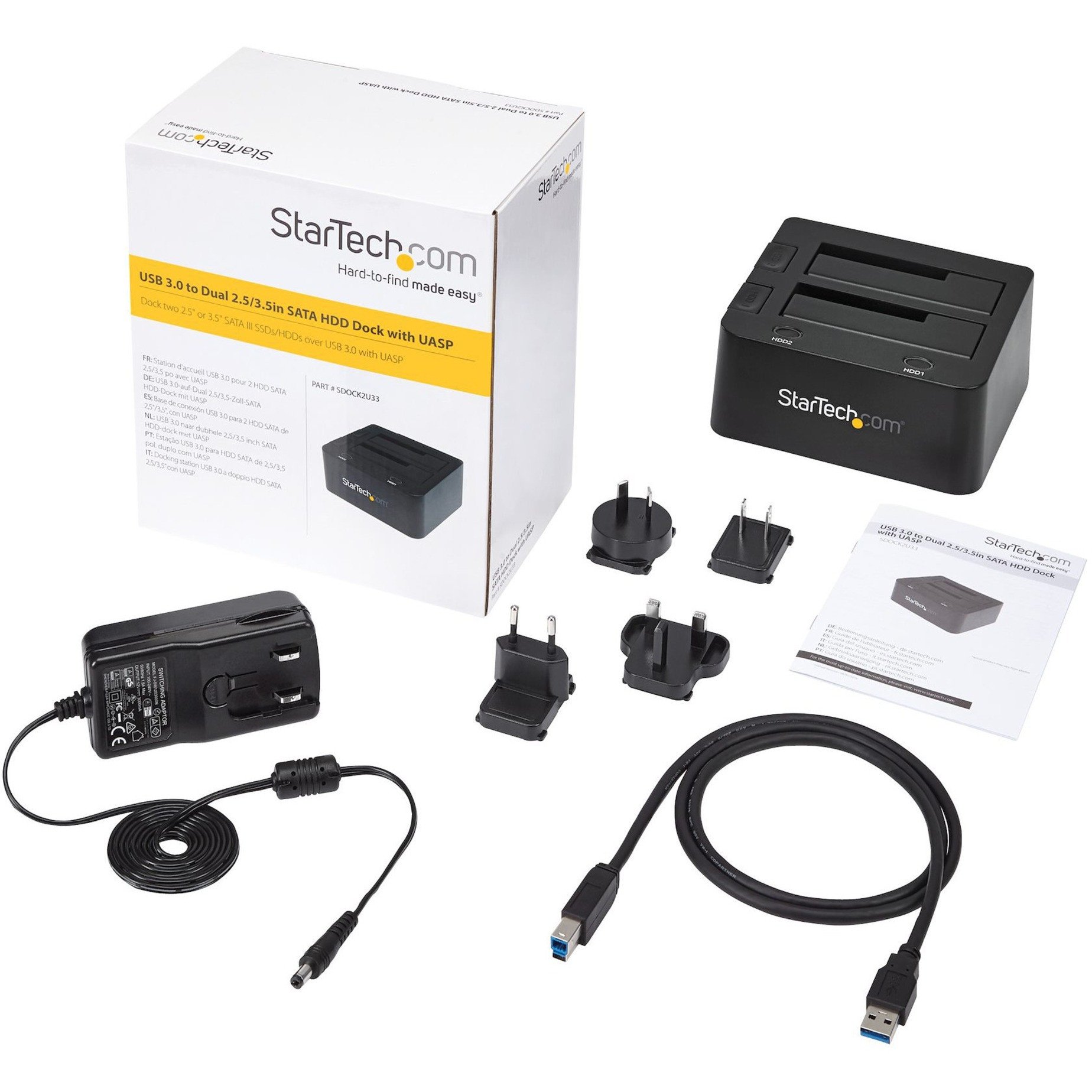 Startech Dual-Bay USB 3.0 to SATA Hard Drive Docking Station, 2.5/3.5" SATA I/II/III, SSD/HDD Dock, USB Hard Bay, Top-LoadingDual... SDOCK2U33 - Corporate Armor