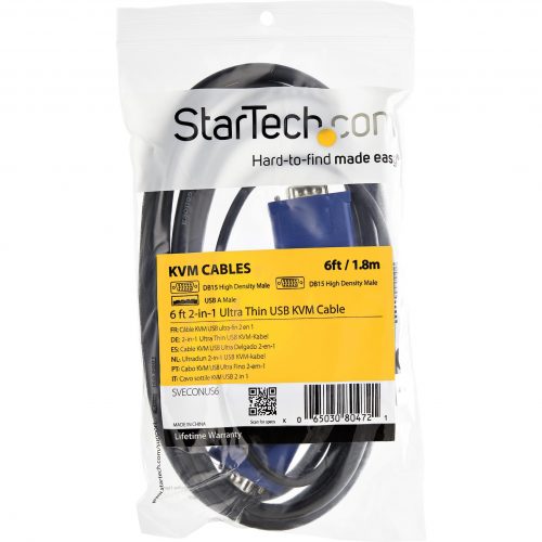 Startech .com .com 15 ft 2-in-1 Ultra Thin USB KVM CableVideo / USB cable4 pin USB Type A, HD-15 (M)HD-15 (M)4.57 mConn… SVECONUS15