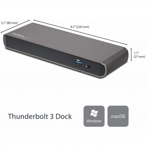 Startech .com Thunderbolt 3 DockDual Monitor 4K 60Hz TB3 Laptop Docking Station with DisplayPort85W Power Delivery3x USB 3.0, GbEC… TB3DK2DPPD