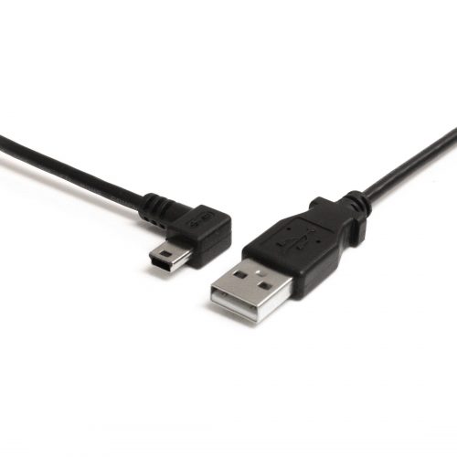 Startech .com 3 ft Mini USB CableA to Left Angle Mini BType A Male USBType B Male mini-USB3ftBlack USB2HABM3LA