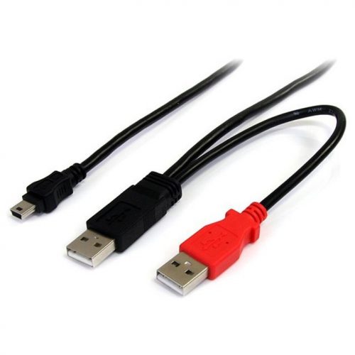 Startech .com 3ft USB Y Cable for External Hard DriveConnect and power your external mini-USB equipped hard drive through two standard USB… USB2HABMY3